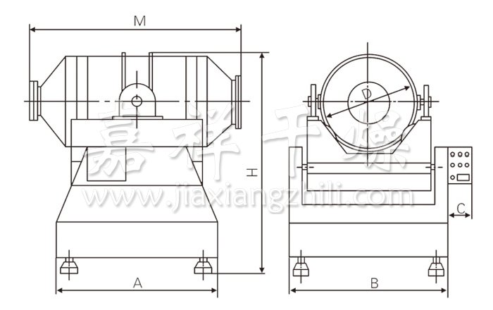 二维运动混合机结构示意图 二维运动混合机结构示意图